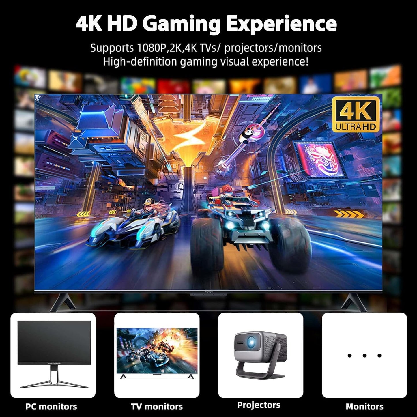 Retro Game Stick Wireless Retro Game Console Built-in 23 Emulators 20000+ Games Classic Plug & Play Video Games with 4K HDMI Output & Dual 2.4G Wireless Controller Gamepad