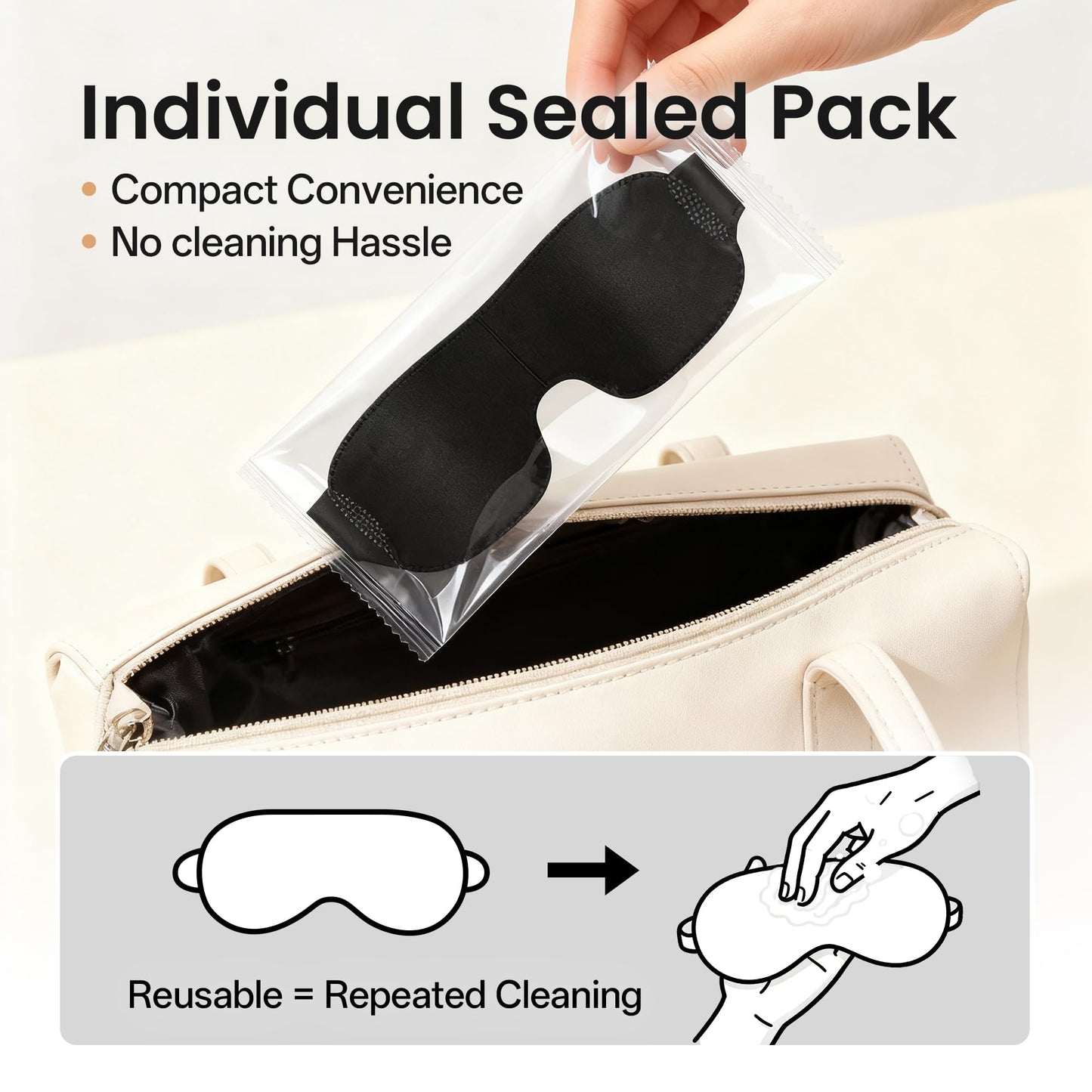 CROUVM 100 Pack Disposable Sleep Masks Bulk, Blackout Blindfolds for Men Women, Soft Eye Shade Cover for Sleeping Travel Yoga, Light Blocking Night Eye Mask for Party Games Team Building