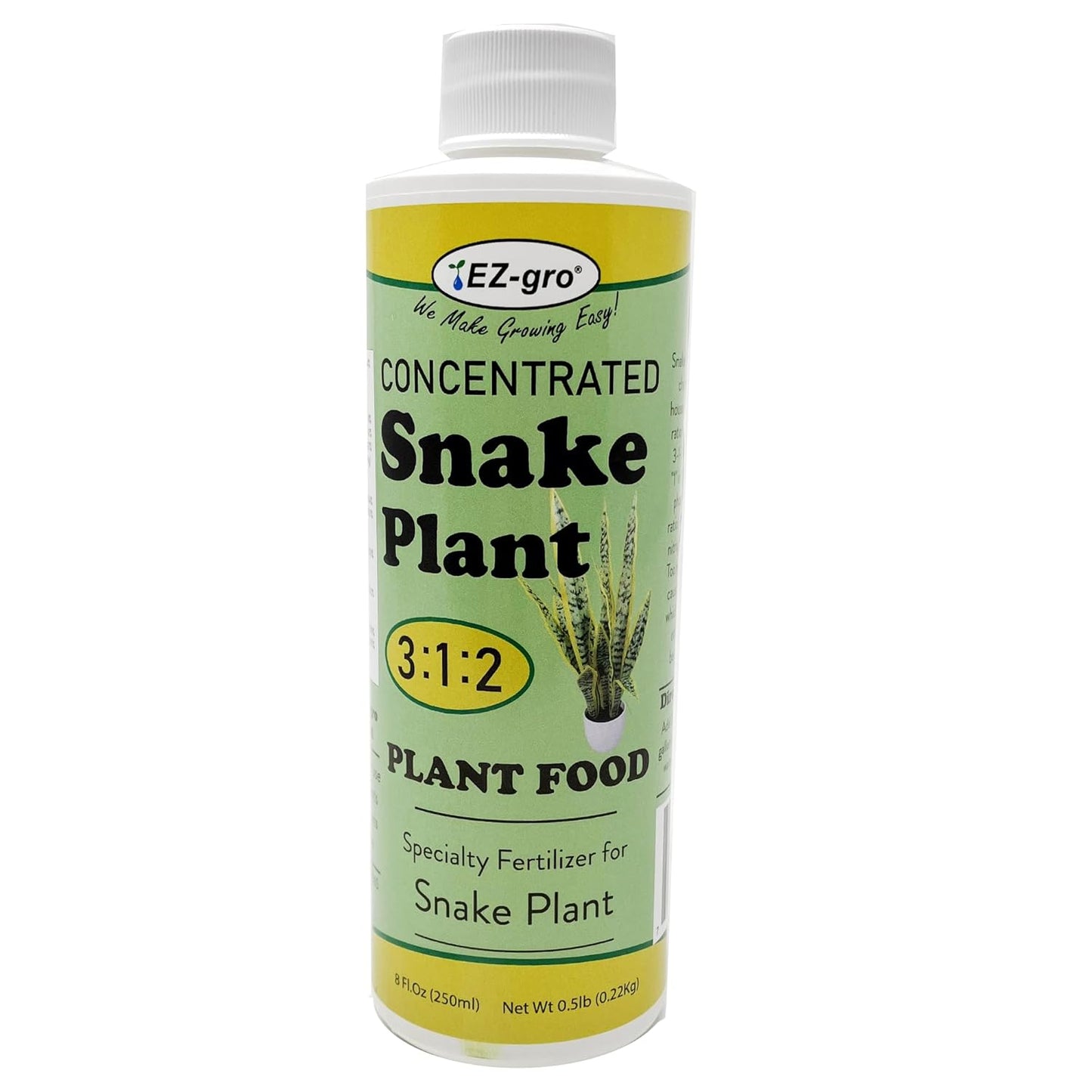 EZ-GRO Professional Liquid Snake Plant Fertilizer - 8 oz | 3:1:2 Concentrated Nutrient for Indoor Plant Food, Liquid Fertilizers for Houseplants | Houseplant Fertilizer to Boost Root Health