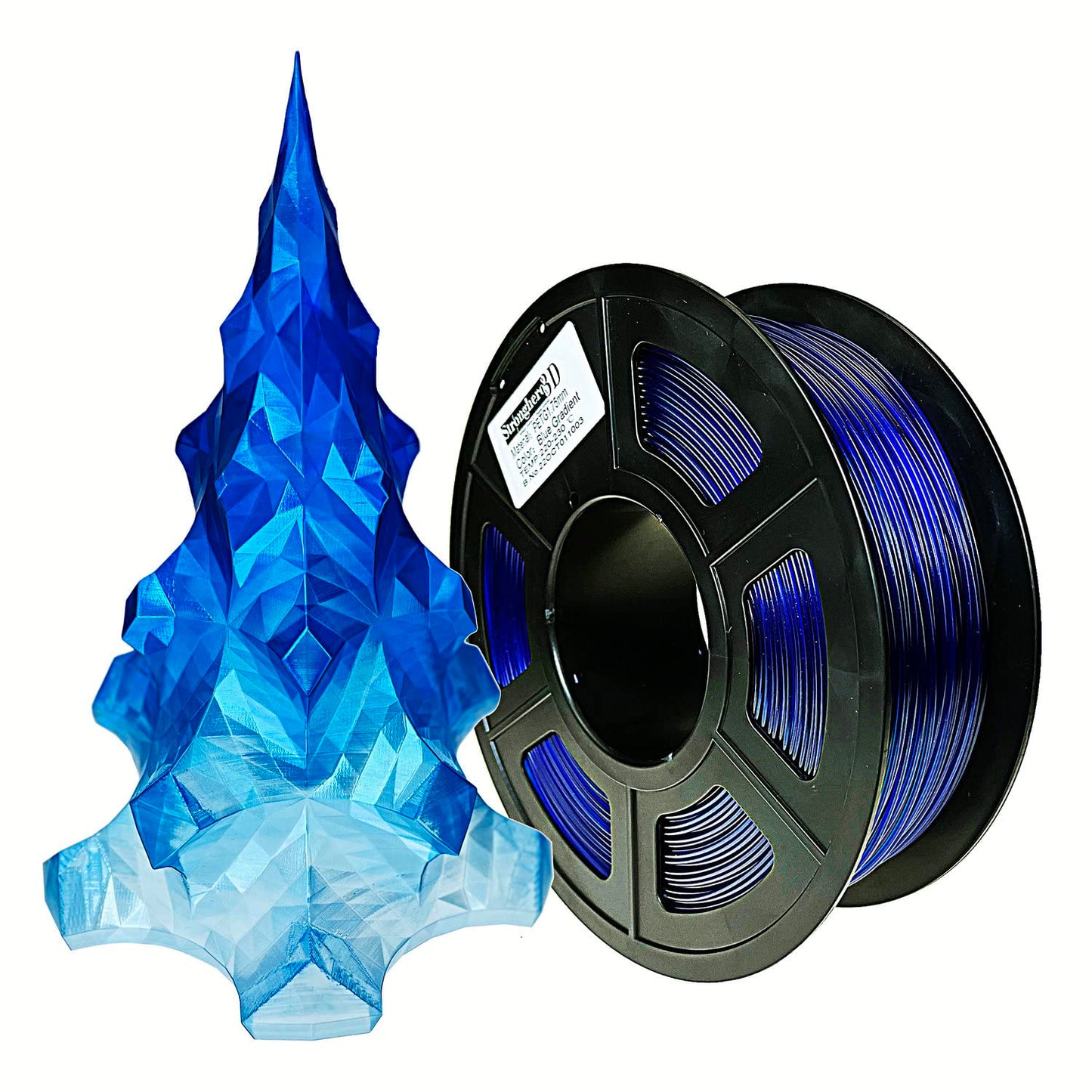 Stronghero3D PETG 3D Printer Filament 1.75mm,Gradient Multicolors,Dual Color Blue to Translucent,1kg(2.2lbs) Accuracy +/-0.05mm for ender3 Cr10