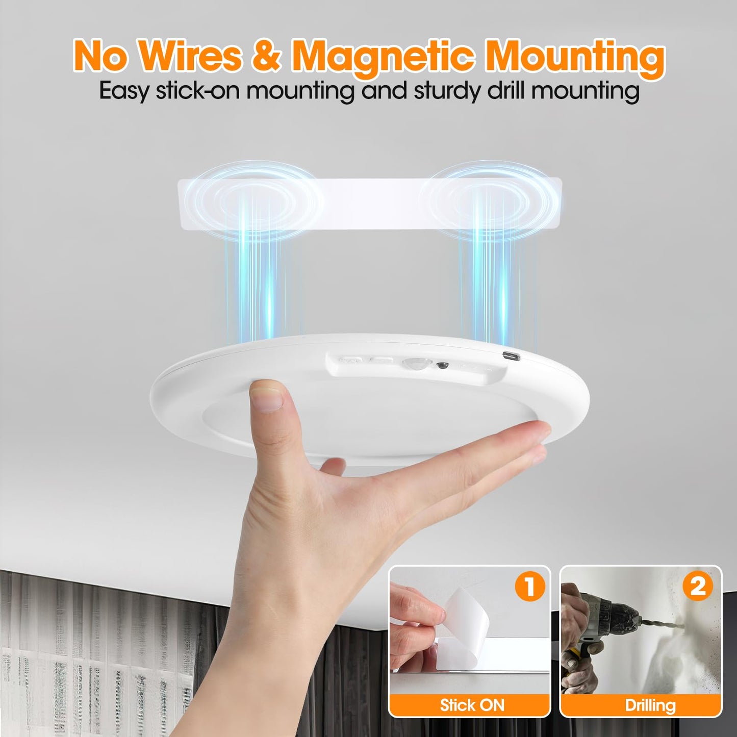 Gotopceed Rechargeable Ceiling Light - Rgb Color & White, Remote-Controlled, Battery-Powered, Model T070, Ideal For Shower & Bathroom