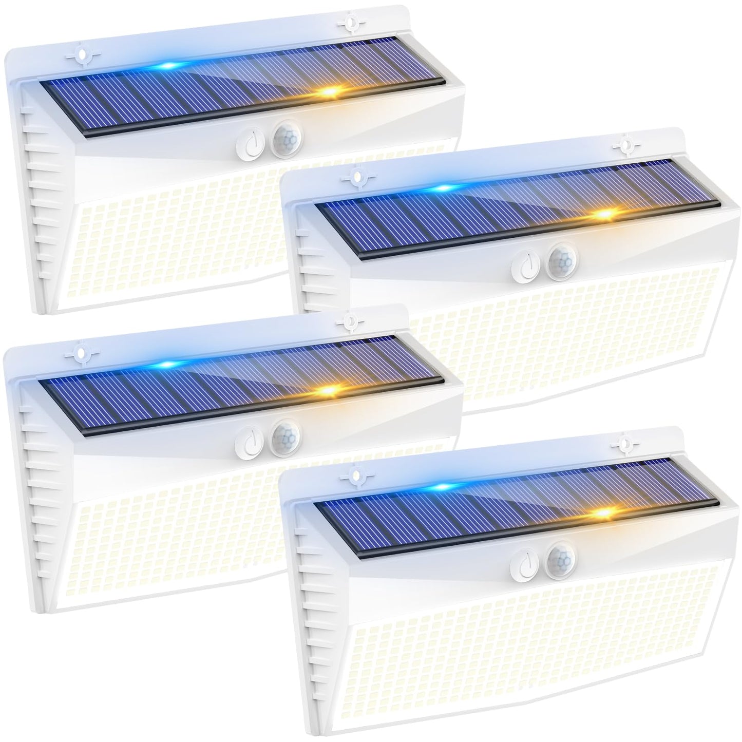 Peasur 4 Pack Solar LED Motion Sensor Lights, Waterproof, 3 Lighting Modes, White