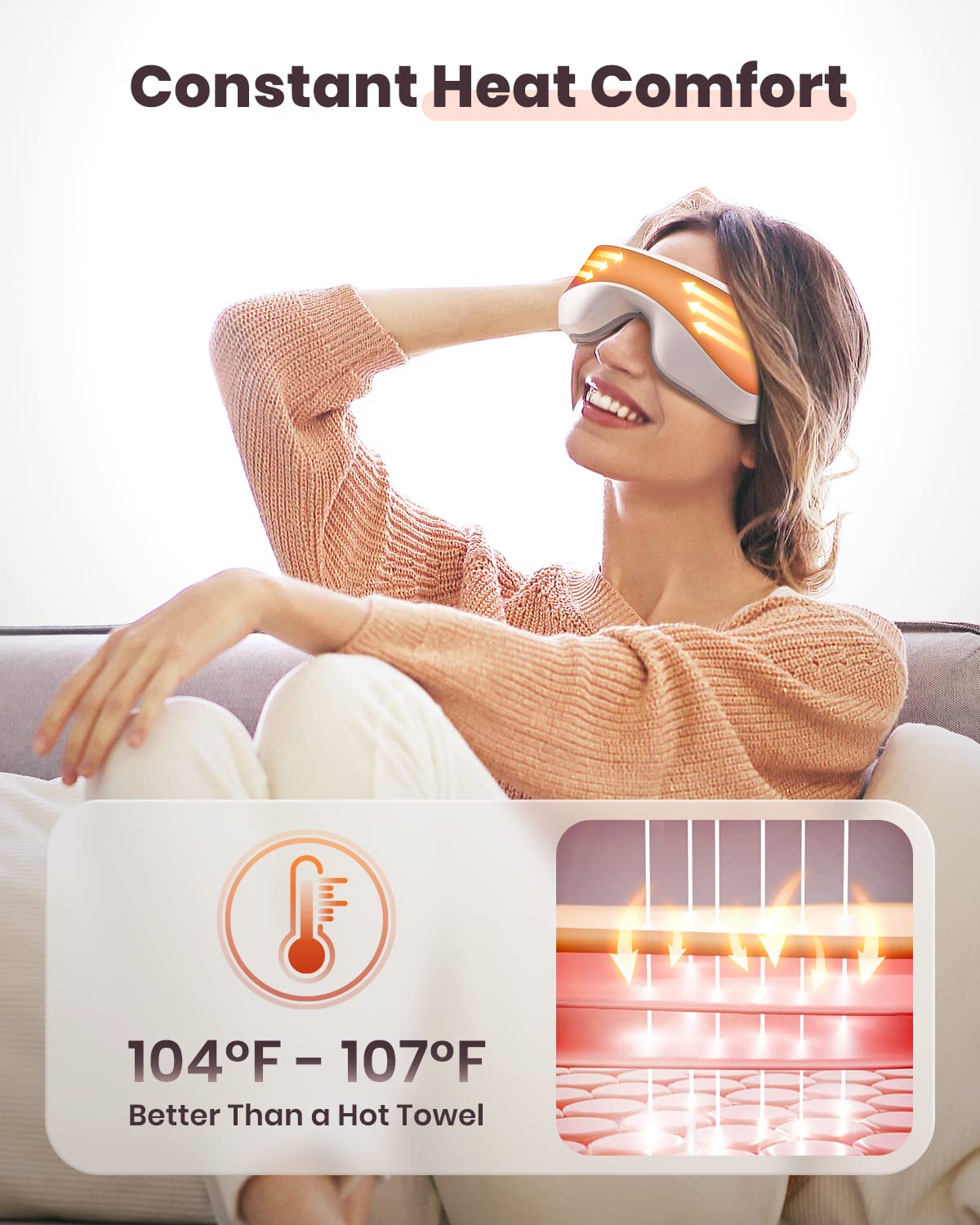latumab Eye Massager with Heat, Bluetooth Music Heated Massager for Migraines, Relax and Reduce Dark Circles Eye Bags Improve Sleep, Ideal Gifts for Women/Men