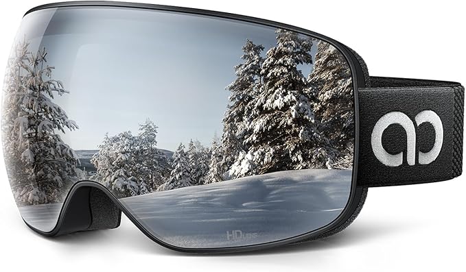 Lamicall Ski Goggles with 3X Anti-Fog - 100% UV Protection, OTG, Gifts for Skiing, Snowboard, Snowmobile, Men, Women