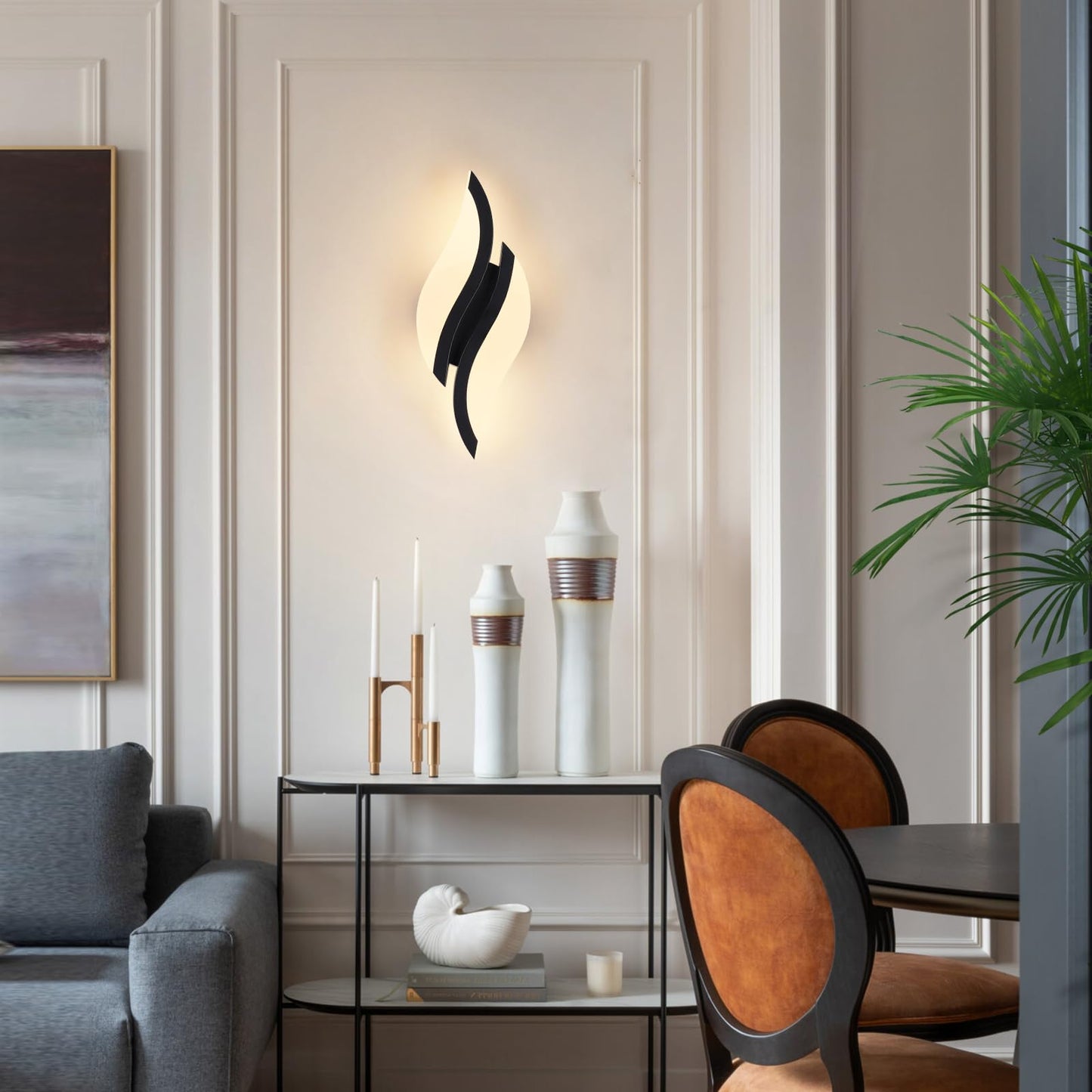 Caneoe Modern Led Wall Sconce 3000K Warm White Black Indoor Wall Light Fixtures Acrylic Wall Sconce Lighting For Living Room Bedroom Bedside Bathroom Hallway Stairway Wall Lamp (Black  1 Pack  3000K)