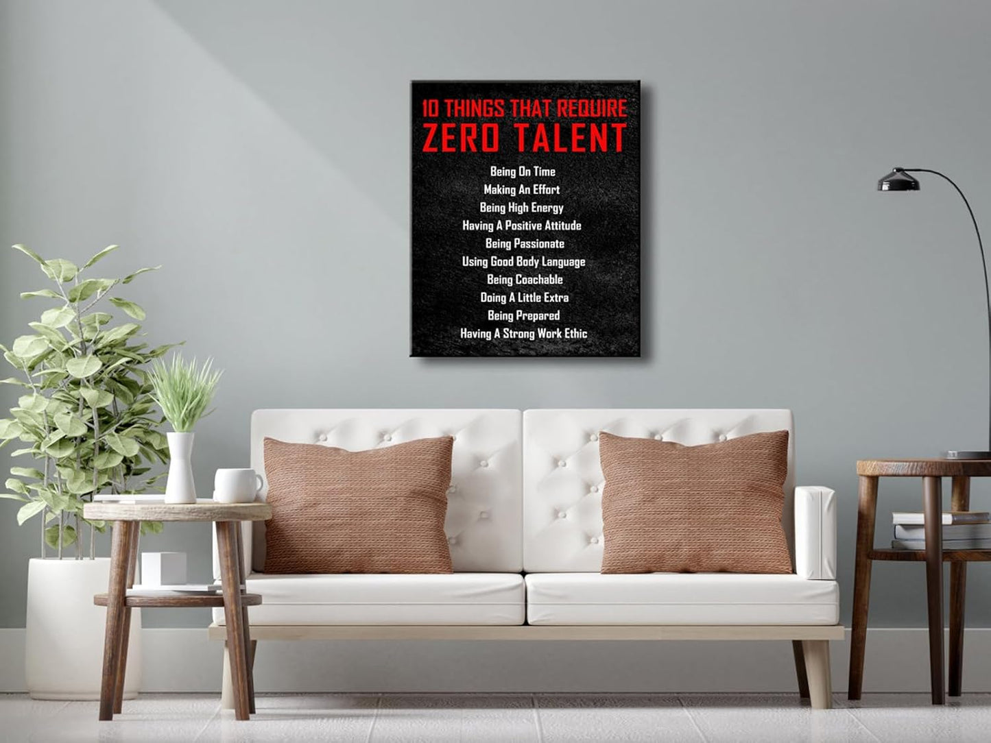 Pyradecor Large Motivational 10 Things that Require Zero Talent Office Positive Quotes Inspirational Poster Canvas Prints for Classroom Living Room Home Decorations