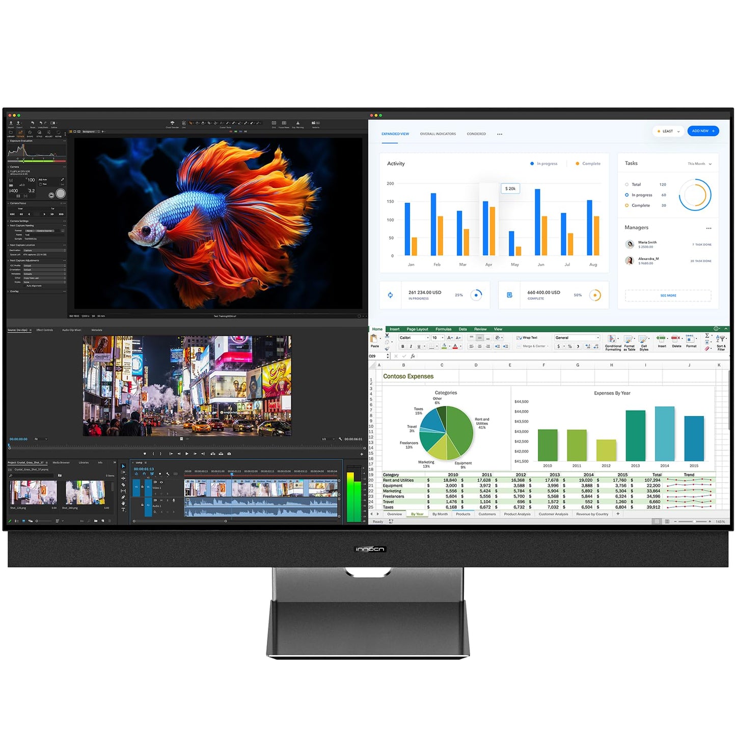 INNOCN 43 Inch Ultrawide Monitor Gaming 4K 144Hz PC Computer Desktop Larger Monitor, HDR400, FreeSync Premium, Built-in Stereo Speakers, DisplayPort, HDMI, Height Adjustable, Black