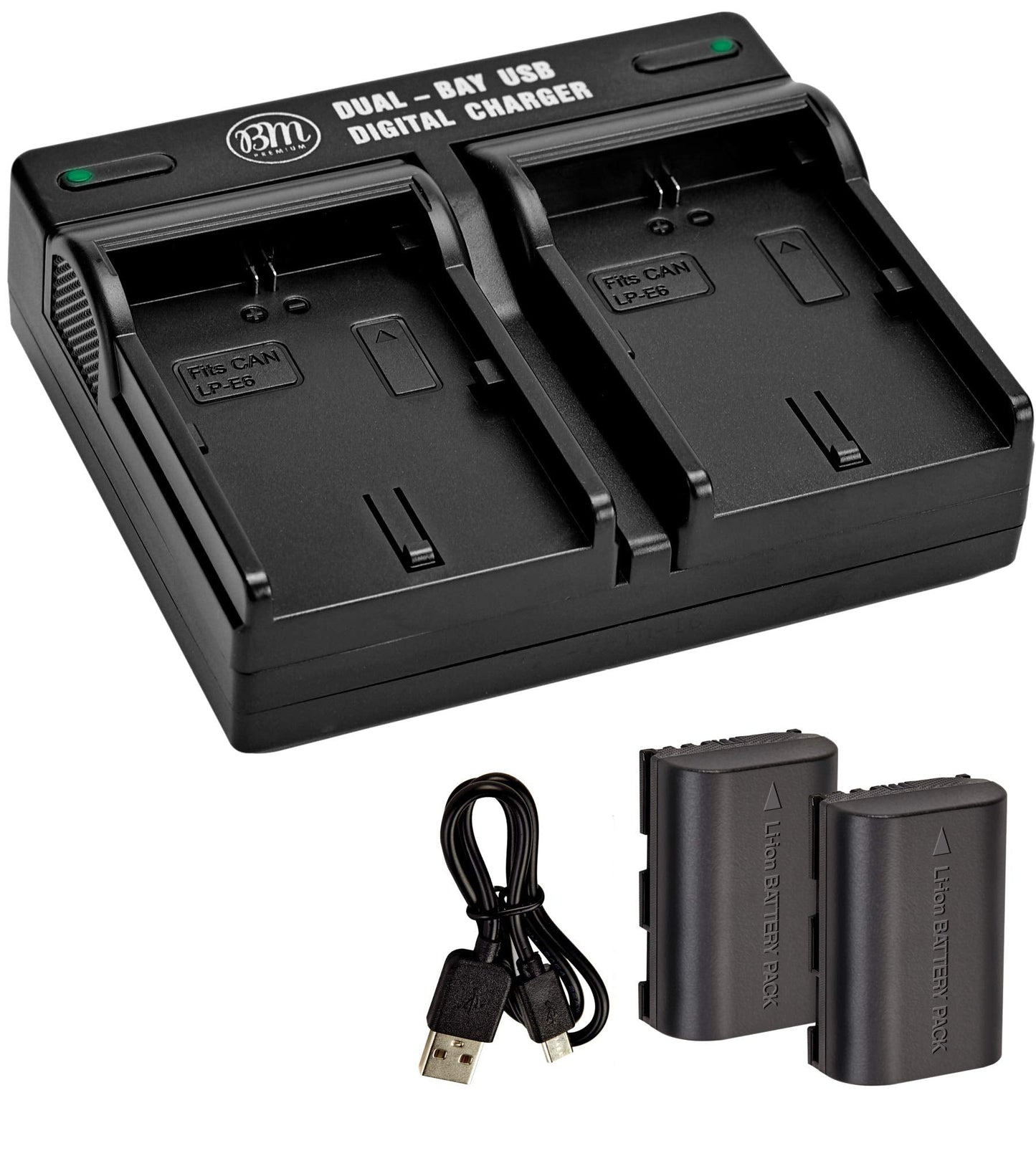 Bm 2-Pack Of Lp-E6N Batteries And Dual Battery Charger For Canon Eos R, 90D, 60D, 70D, 80D, 5D Ii, Iii, Iv, 6D, 7D, 7D Mark Ii,