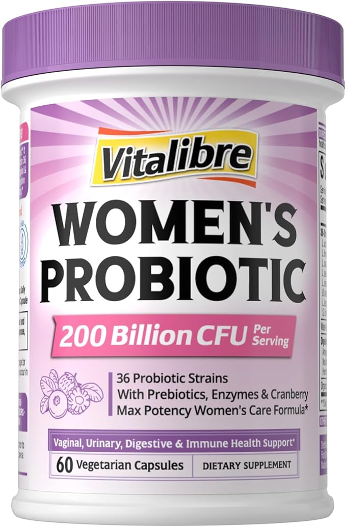 Probiotics for Women 200 Billion CFU, 36 Unique Strains, with Cranberry Prebiotics & Digestive Enzymes, High Potency Vaginal Probiotics, Full-Spectrum Gut Health, 60 Vegan Capsules