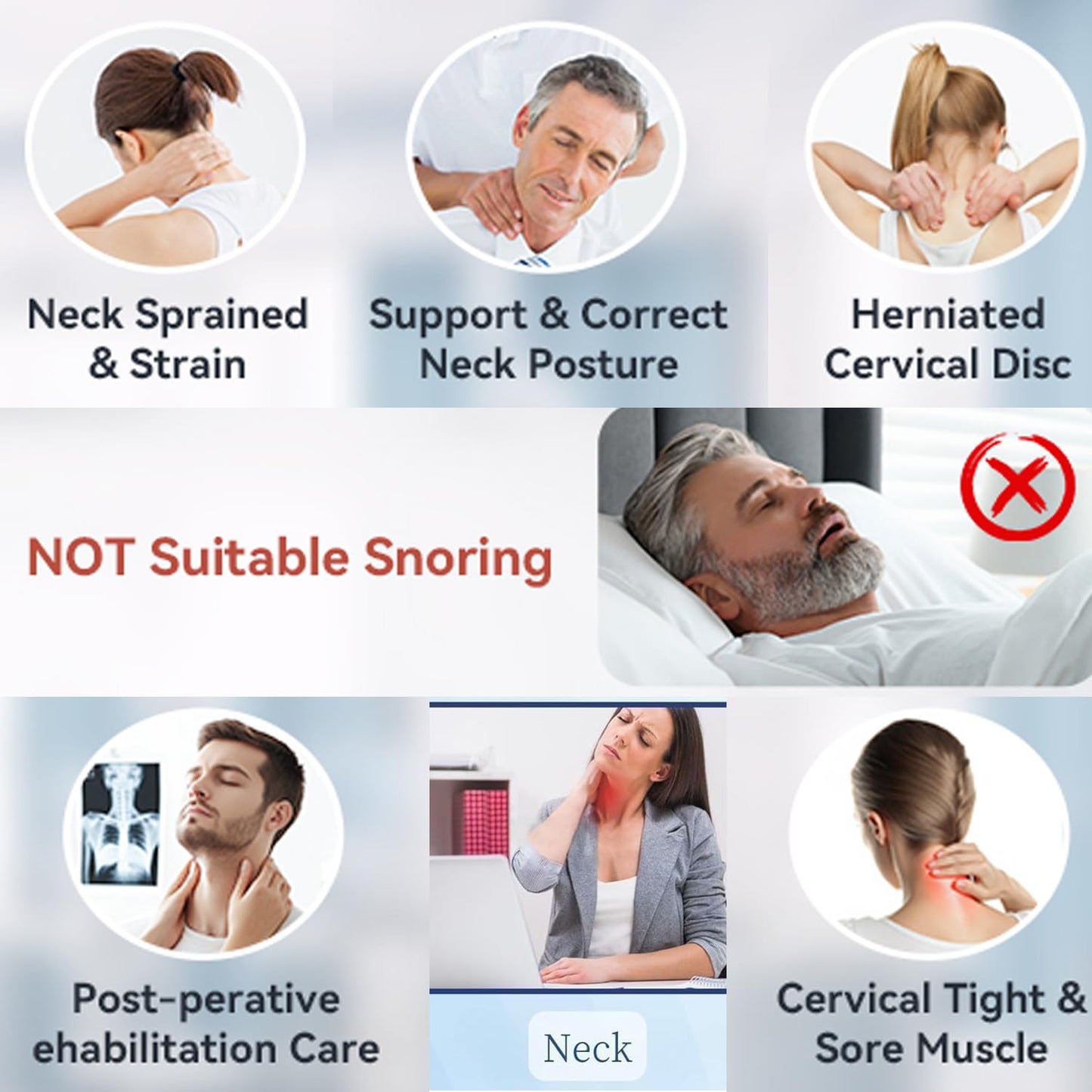 Oprtuisi Anti-Snoring Neck Support, Adjustable Soft Foam Neck Brace, Ergonomic Design for Sleep, Men & Women