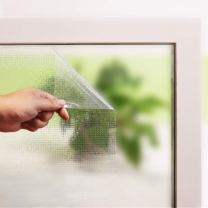 Privacy Window Film Stained Glass Non-Adhesive Rainbow Window Film Home Decorative Vinyl Static Cling Window Stickers Window Covering for Glass Door Bedroom Office 35.4 Inch x 13.1 Feet