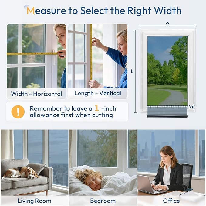 rabbitgoo Window Tint for Home One Way Privacy Window Film See Out Not in Heat UV Blocking Reflective Removable Static Cling Mirror Decorative House Glass Covering, Silver,35.4 Inch X 6.5 Feet