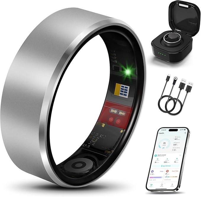 Milavan Smart Health Ring 2.0 for Women Men, Slim Scratch & Fingerprint Resistant Design,Efficient Chip Fitness Tracker, M...