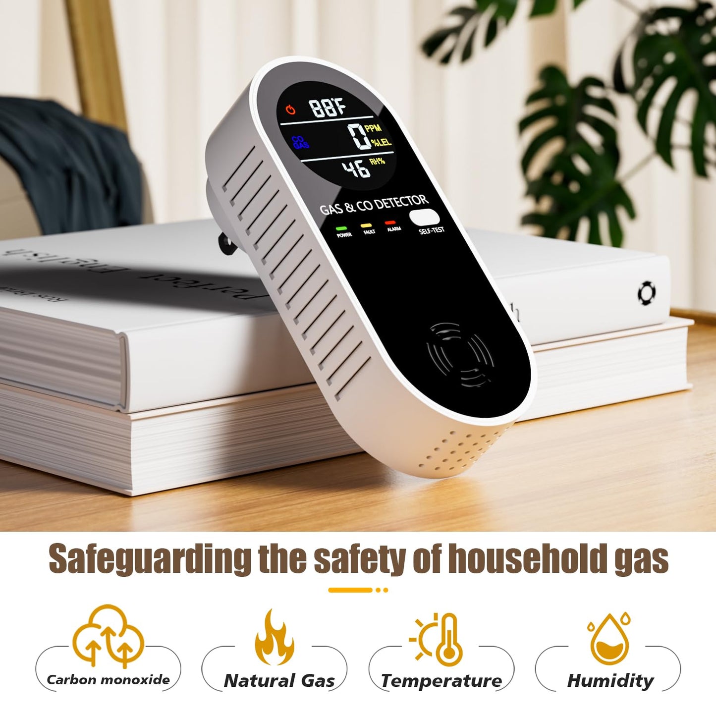 Plug in Natural Gas Detector ＆ Carbon Monoxide Detector 4 in1 CO Methane Combustible Combination Gas Detector Plug and Play for RV Home Travel
