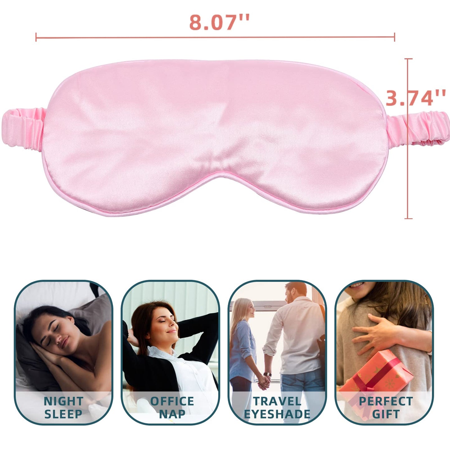 LERSVICVIL Sleep Masks 4 Pack Silky Eye Cover Soft Satin Blindfold Elastic Strap Night Eye Shade for Women Men