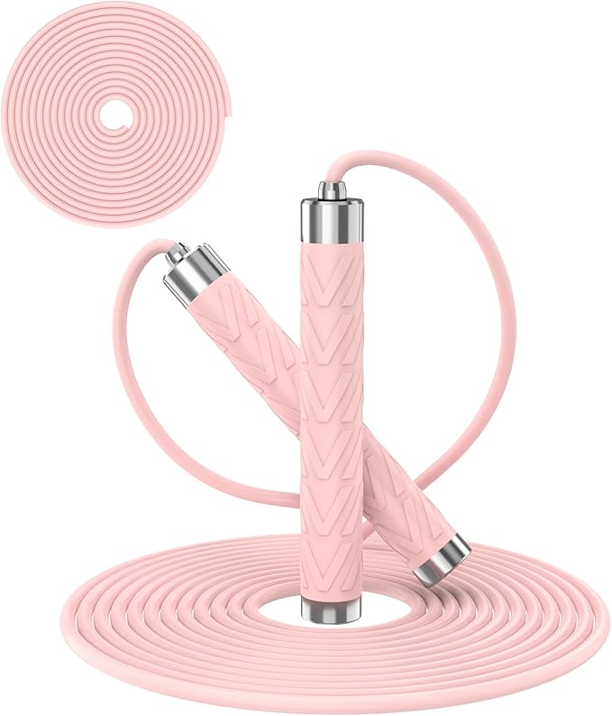 Jump Rope for Fitness, AUMCDIK Speed Skipping Rope for Women Men, Adjustable Jumping Rope with Alloy & Silicone Handle for...