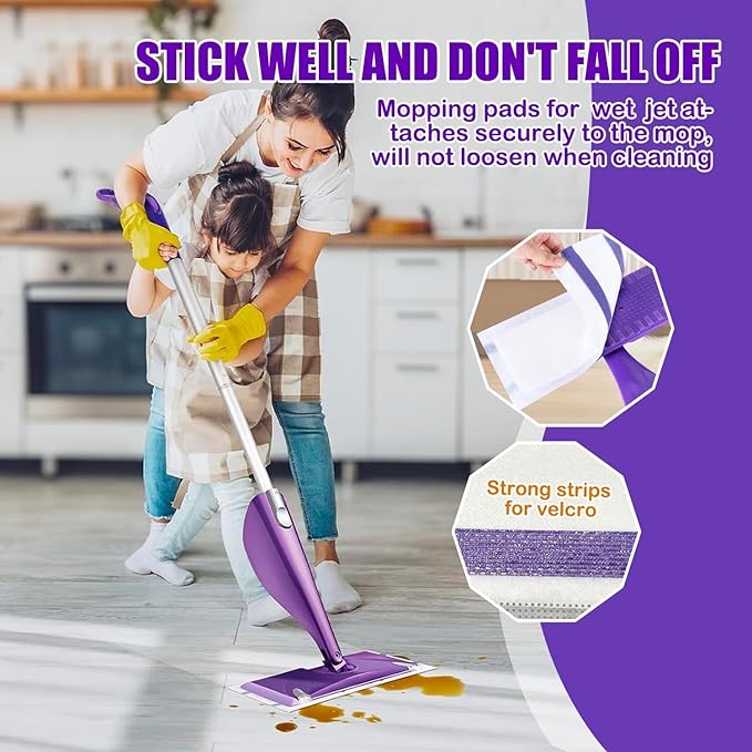 40 Pack Disposable Mop Pad Refills for Wet Jet Spray Mop Pads, Wet Jet Pads for All Purpose Multi-Surface Hardwood Floor Cleaning, 4 Layers Thickened Durable and Heavy Duty Absorbent