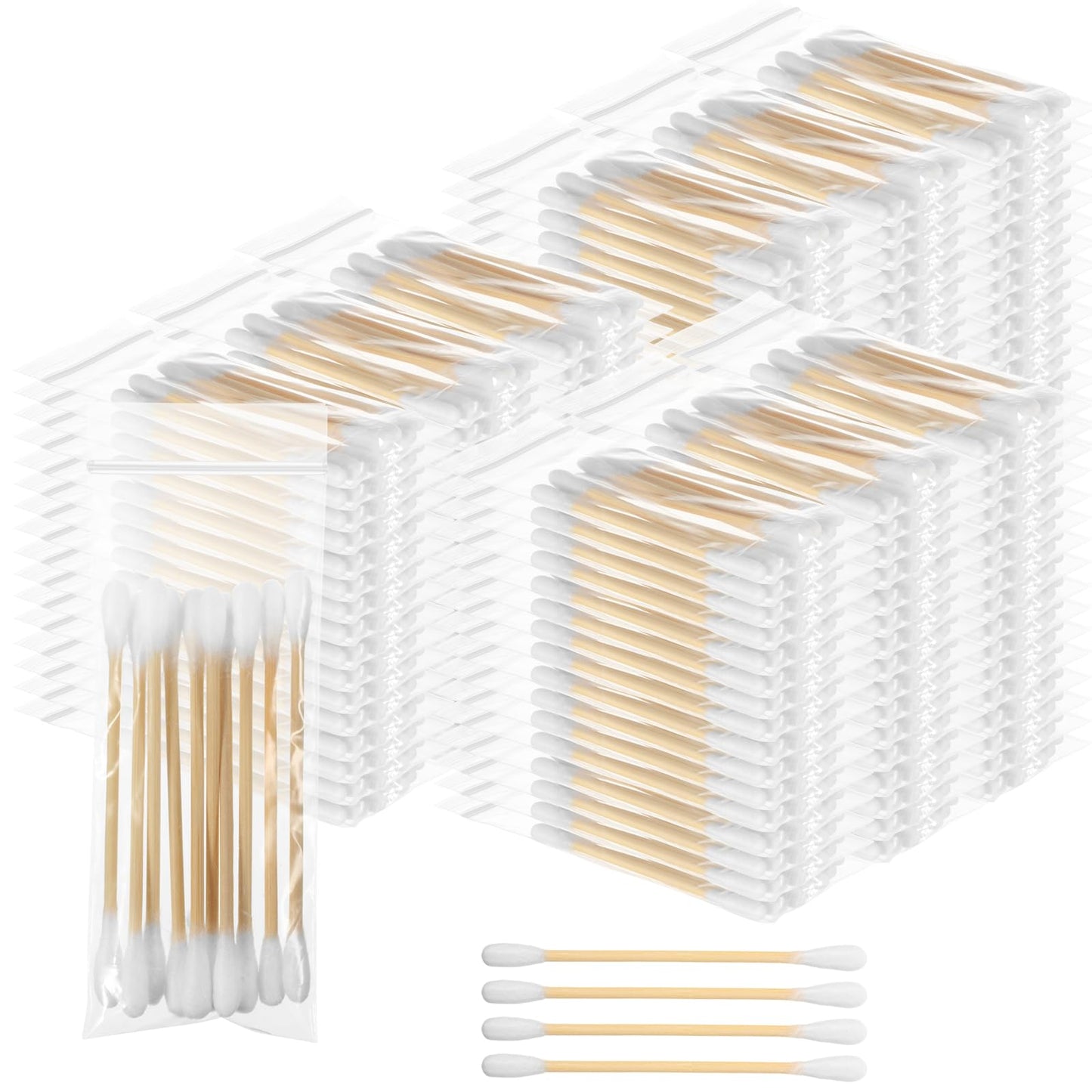 Demissle 30 Pack Cotton Swabs Travel Size, 10 Pcs Per Pack Individually Wrapped Cotton Swab Double Tipped Wooden Sticks for Ear