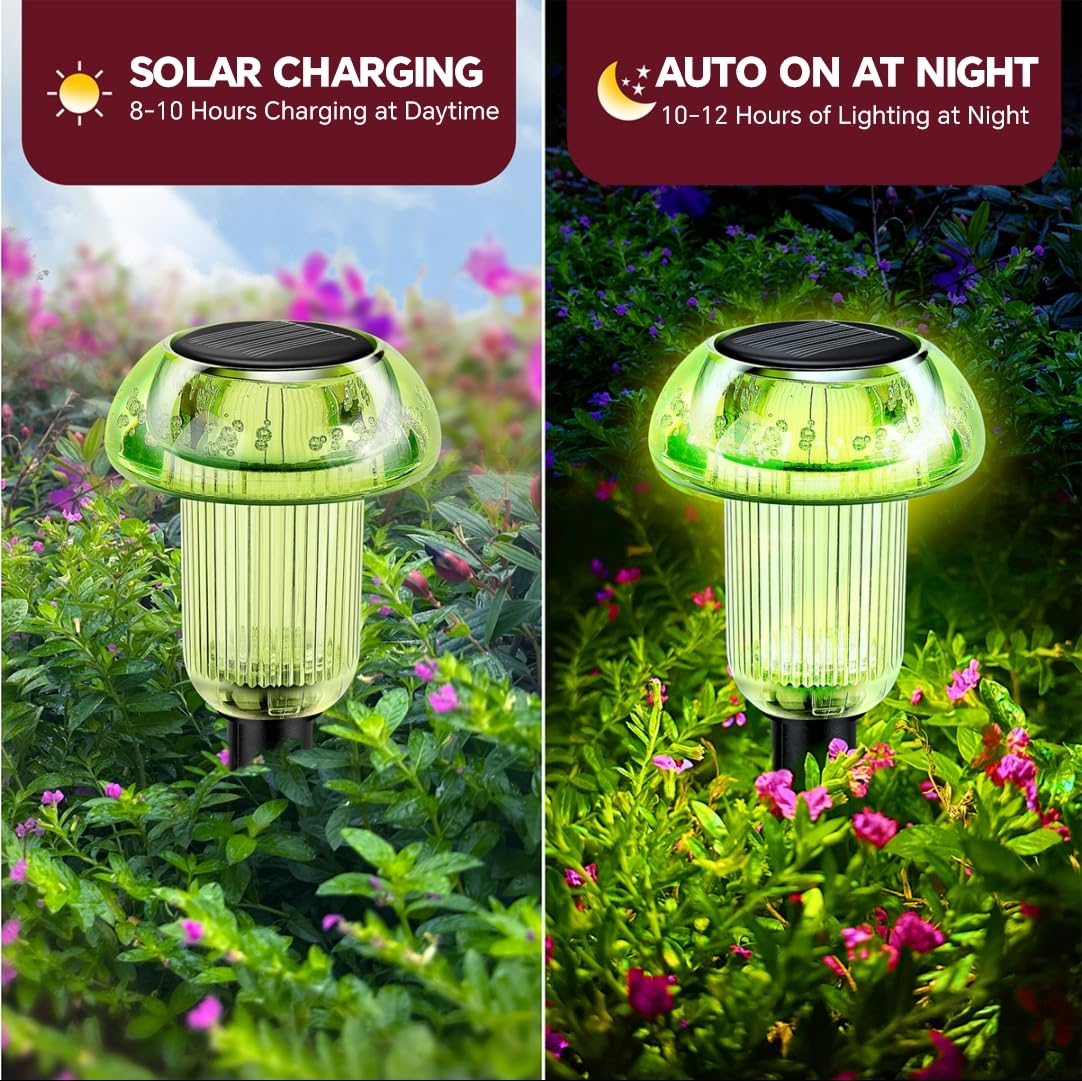 COZY-PAVILION Halloween Solar Pathway Lights, 4-Pack Green LED, Waterproof, Model SLMG-6S4, Acrylic, ABS Plastic