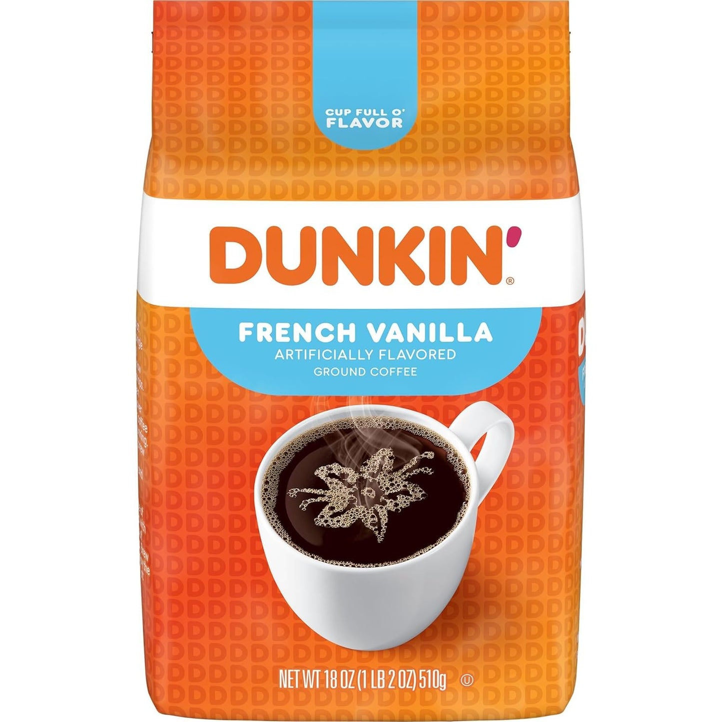 Dunkin French Vanilla Flavored Ground Coffee, 18 Ounce (Packaging May Vary)