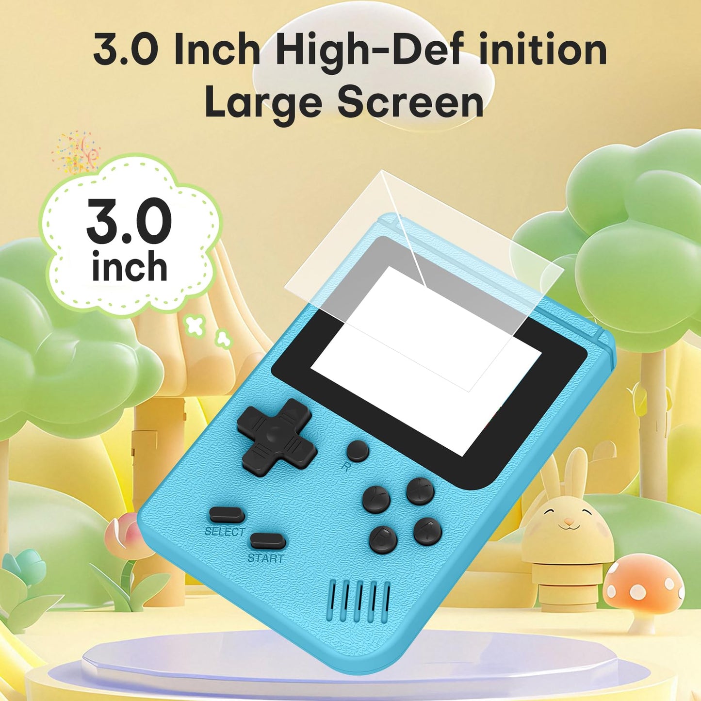 Retro Handheld Game, 3.0 inch LCD Screen Portable Gaming, 1020mAh Rechargeable Battery, Mini Electronic Gaming Player Xmas Birthday-Blue