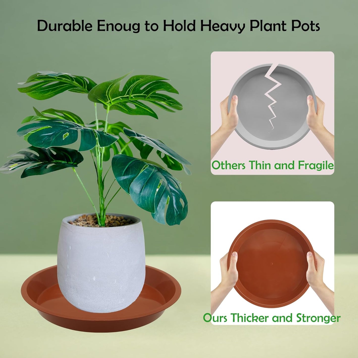6 Pack 12 Inch Round Plant Saucers for Less 9.8 Inch Pot Indoors Outdoors Plant Trays for Pots Planter Saucer Plant Drip Tray Flower Planter Water Tray for Potted Plant(Terracotta, 11.8"(6pcs))