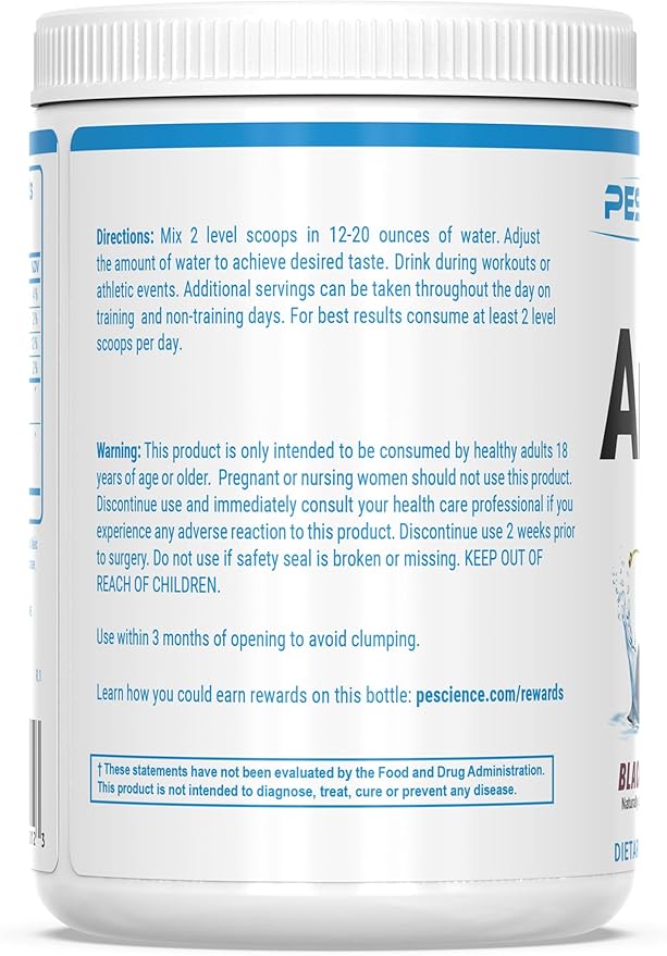 PEScience Amino IV BCAA & EAA Powder, Black Cherry, 60 Scoop, Essential Amino Acids, Taurine, Electrolytes for Hydration and Muscle Recovery, Sugar Free for Men & Women, Post Workout
