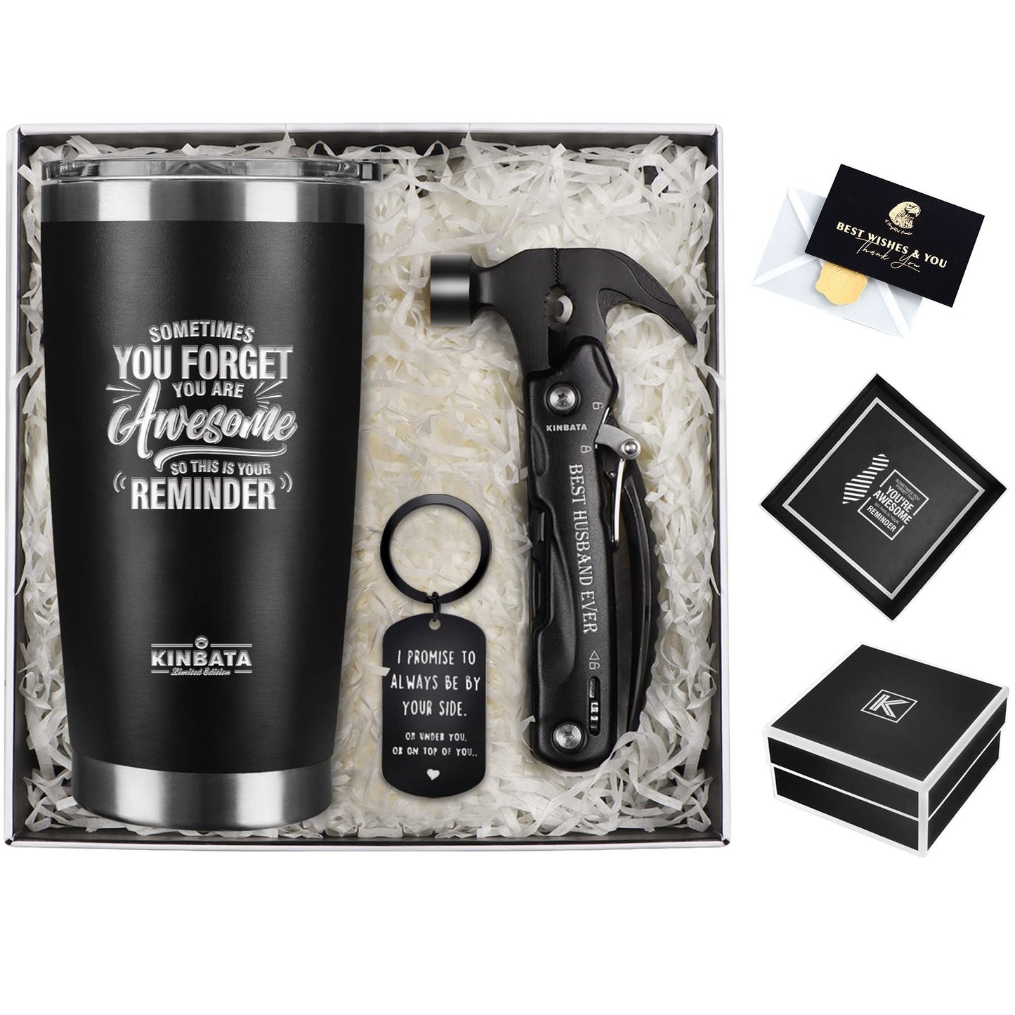 Gifts for Husband from Wife-Best Anniversary Basket Gifts for Men who has everything Fathers Day Funny Birthday Gift Ideas for Him Christmas Unique Romantic Presents Sets, All in One Hammer Multitool