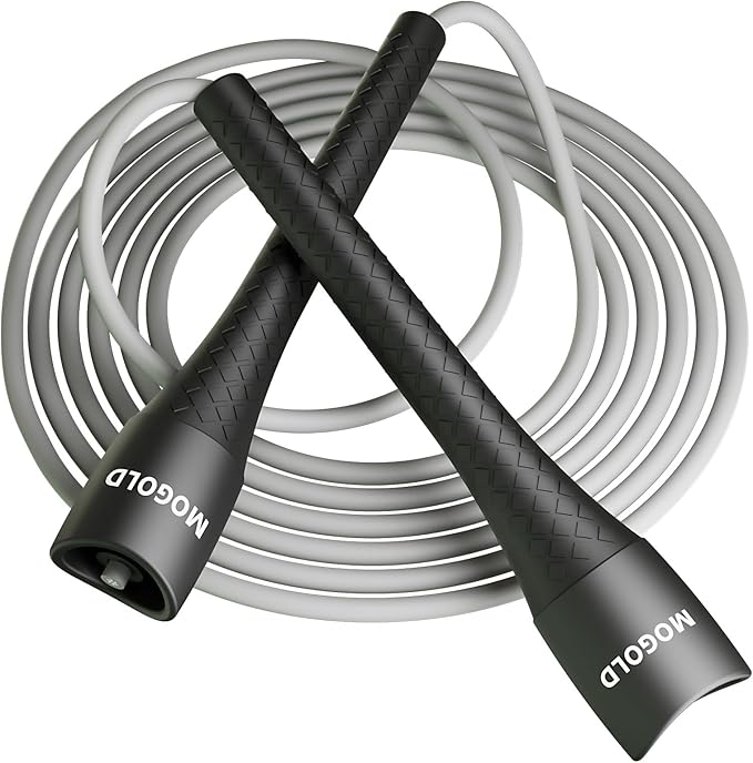 MOGOLD Unbreakable 5mm pvc Jump Rope – Pro-Grade PP Handles with Diamond Texture, 40X Strength PVC Cord, Adjustable 3m Len...
