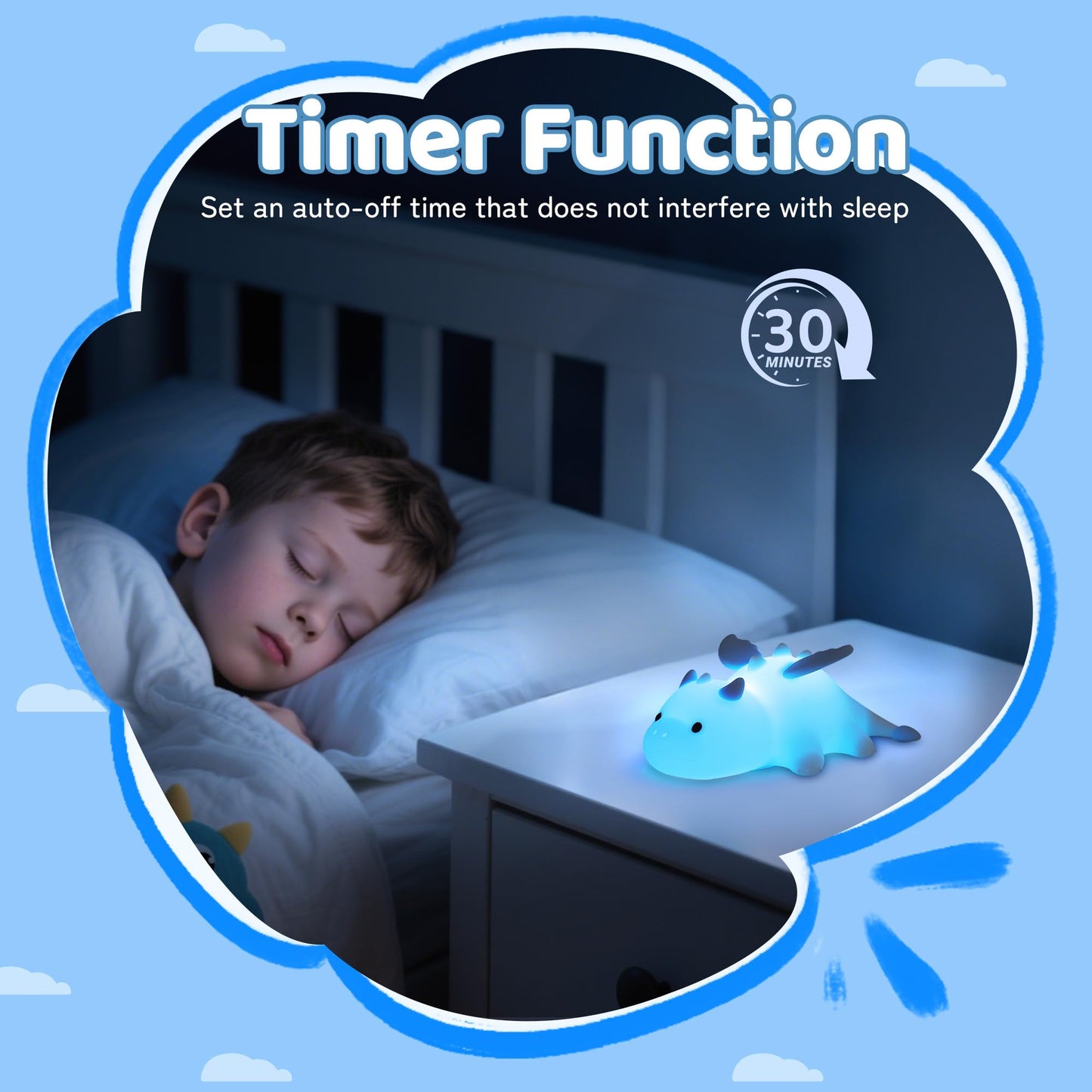 nite Dragon Night Light  Cute Dragon Lamp With 8 Color Lights  Soft Silicone Kids Nursery Nightlight Led Touch Light  Kids Bedroom Decor As Xmas Birthday Gifts