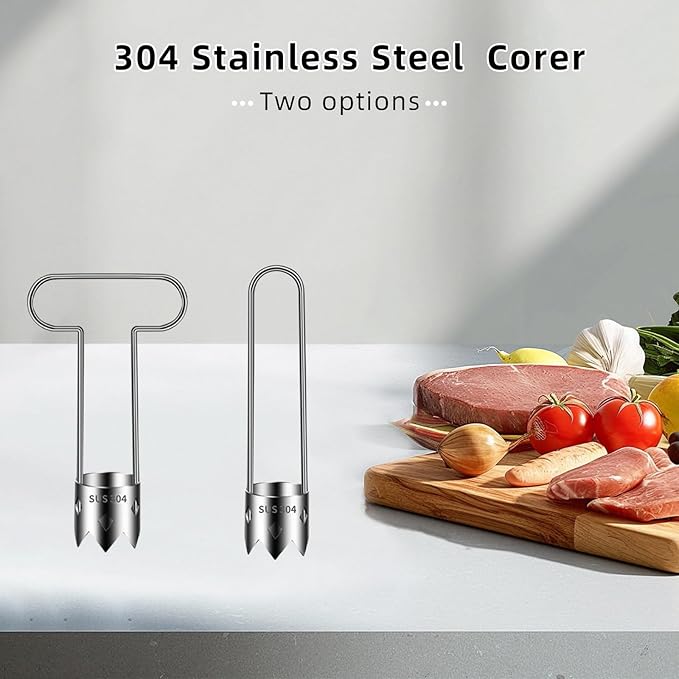2pcs Pepper Seed Corer Remover, 304 Stainless Steel Fruit Vegetable Core Remover, Apple Peeler Slicer Corer, Suitable for Removing Cores of Vegetables and Fruits in Kitchen