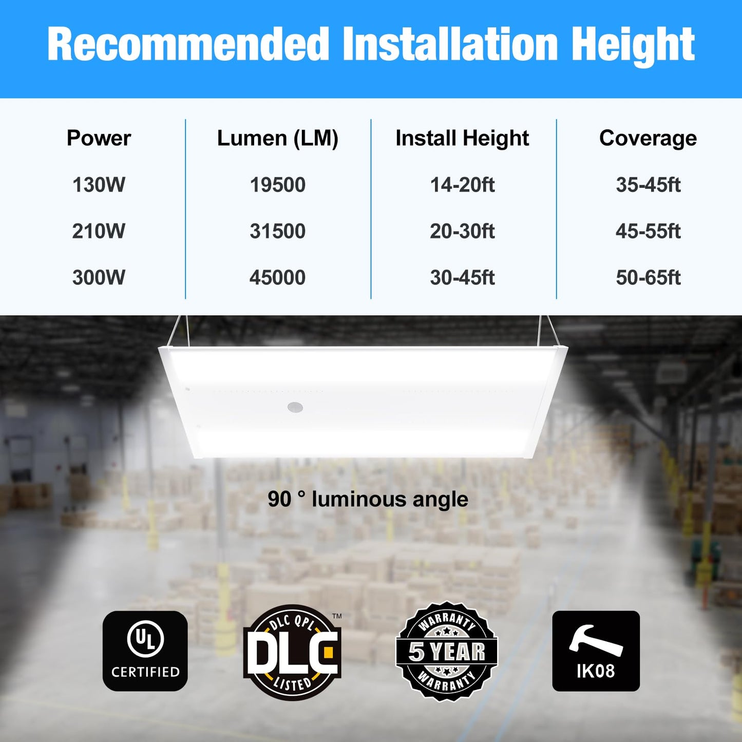 G Gjia Led Linear High Bay Light 4-Pack  300W 45000Lm 0-10V Dimmable 5000K Daylight  Adjustable High Bay Led Shop Lights Lighting Fixtures For Garage Warehouse Workshop  Ul