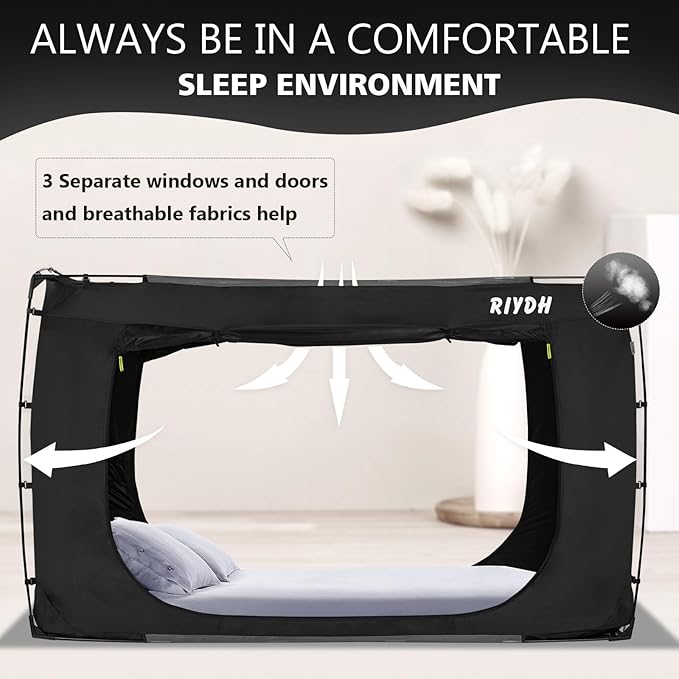 Bed Tent Bed Canopy Full Size Tents for Adult and Kids- Portable Dream Tent Indoor Sleeping Tents 70% Blackout with 3 Doors Breathable Big Space Tents