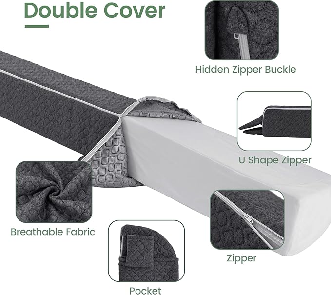 Bed Wedge Pillow Headboard/Bed Gap Filler/Mattress Gap King Size 76"×8"×6" Filler Firm Support Pillow to Fill The Gap (0-6") Between Your Headboard and Wall