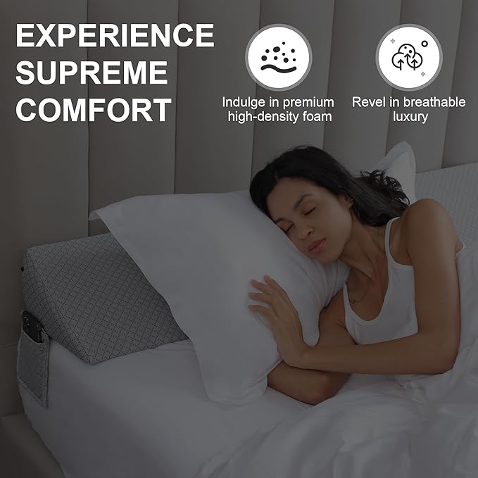 King Bed Wedge Pillow for Headboard,Foam Headboard Pillow Wedge,Bed Gap Filler Mattress Wedge,Mattress Gap Filler - Fill The Gap (0-8") Between Headboard and Mattress (Gray, 76"x10"x8")