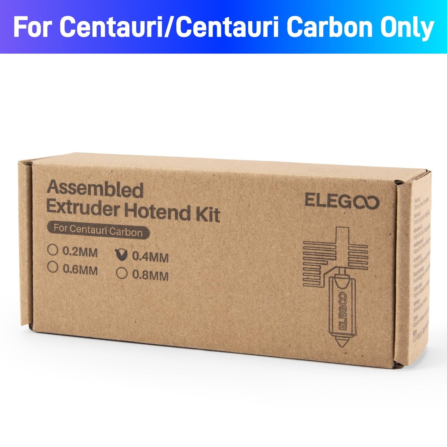 ELEGOO 0.4mm Extruder Hotend Kit for Centauri Carbon, Assembly Brass Hardened Steel Nozzle Hotend ELEGOO Official 3D Printer Accessories