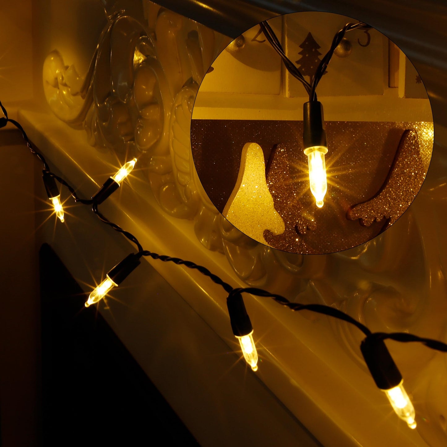 Joliyoou 50 Led Warm White String Lights, 16 Ft Battery Operated With 8 Modes, Indoor/Outdoor Xmas Fairy Lights