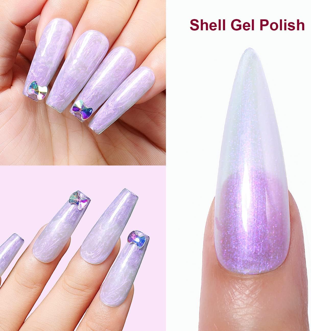 AIMEILI Hema Free Pearl Gel Nail Polish, Shimmer Mermaid Nail Gel Soak Off U V Gel Polish - (171) 10ml
