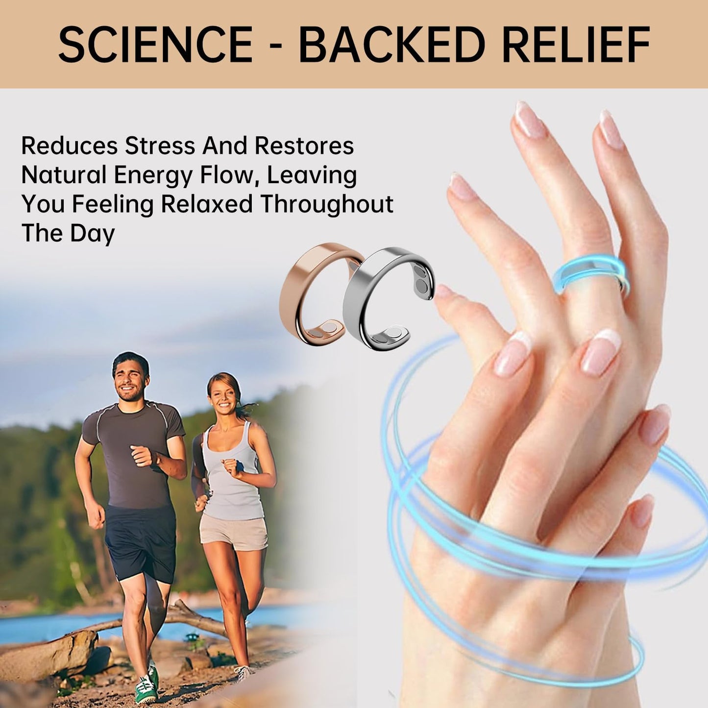 IENRGJ Magnetic Rings for Women, Snorno Anti Snore Ring, Auvulis Migraine Ring, Fatigue Relief Sleep (3pcs)