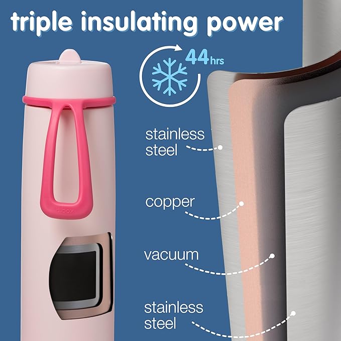 b.box Triple Insulated 23oz Water Bottle w/Stainless Steel Straw. 44 Hours Cold. Leak Proof Tumbler with Lid and Straw for Travel, Gym & School. BPA Free Sports Water Bottles.