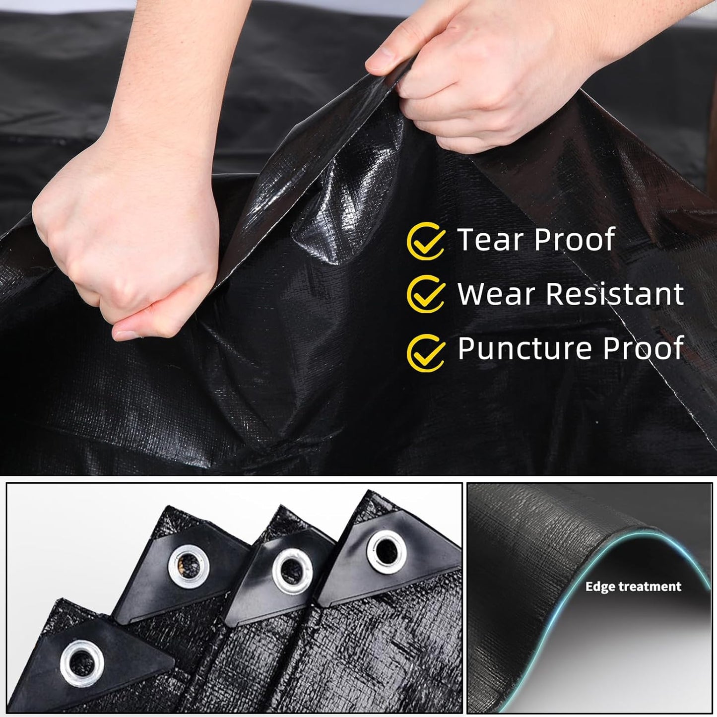 TEZONG Pond Liner,15x20Ft Pond Liners for Outdoor,28Mil PE Black Koi Fish Pond Liner,Reinforced Pond Underlayment for Water Garden,Waterfall,Fountain