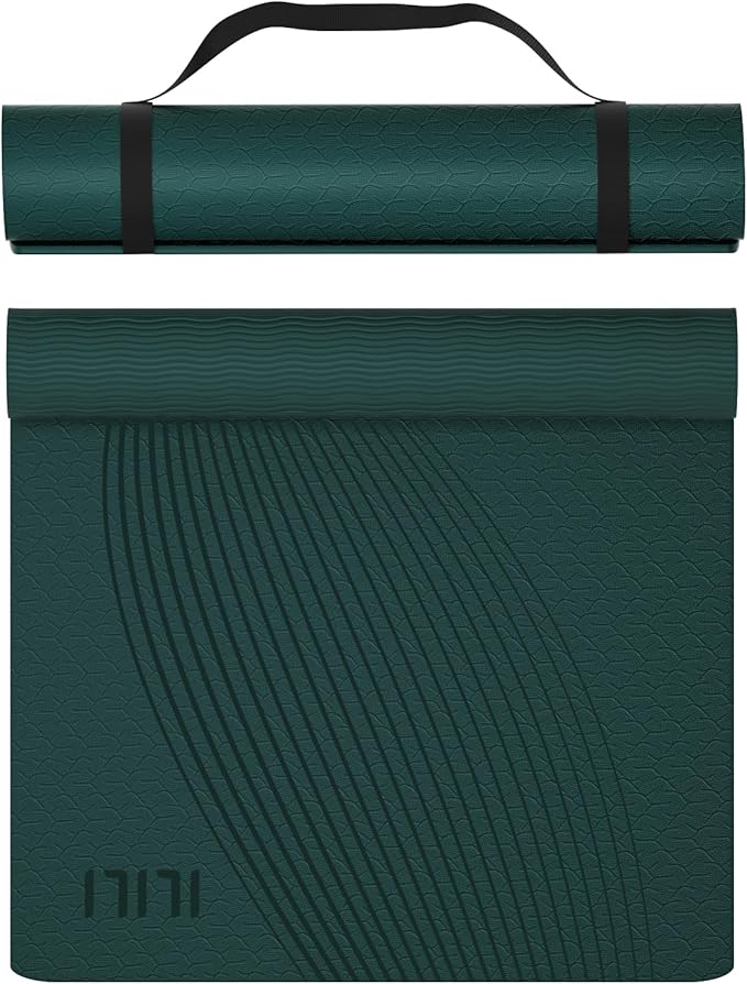 ILILI Yoga Mat, 72x25×0.3 Inch, Non-Slip, TPE Exercise Mat, Tear-Resistant, Fitness Yoga Mat with Carrying Strap, Ideal fo...