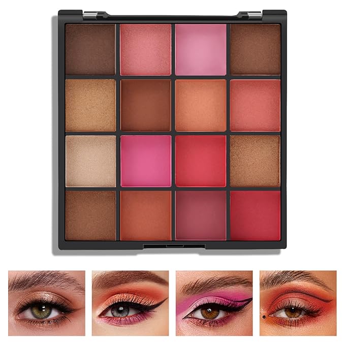 Boobeen Colorful Eyeshadow Palette Makeup-16 Colors, Matte and Glitter Eyeshadow, Bright Eyeshadow palettes, Blendable, Easy to Build Dramatic Glamour Looks (2#)