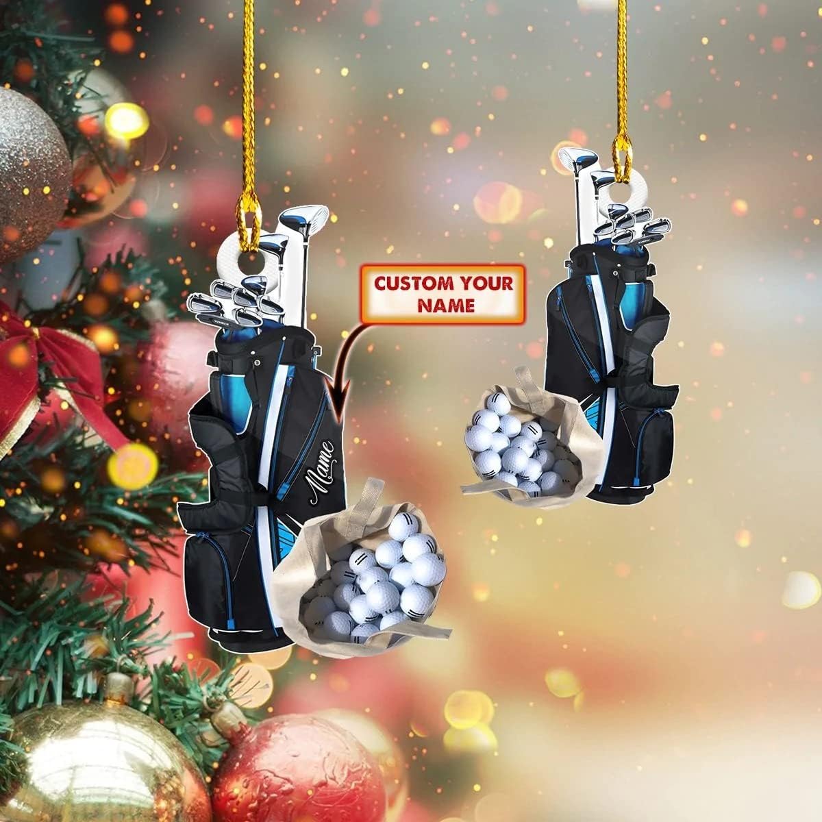 Personalized Golf Bag Ornament, Custom Shape Ornament, Gifts for Golf Lovers, Player, Him, Her, Christmas Tree Decor, Home Décor, Golfing Cart Christmas Ornament, Idea 13