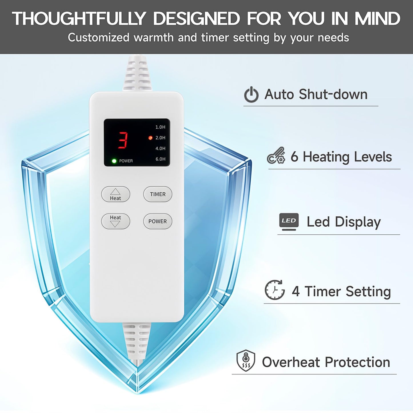 Heating Pad for Period Cramps, Heating Pad for Back/Neck/Shoulder Muscle Pain, 6 Heating & 4 Timer Setting, Birthday Christmas Gifts for Women Mom