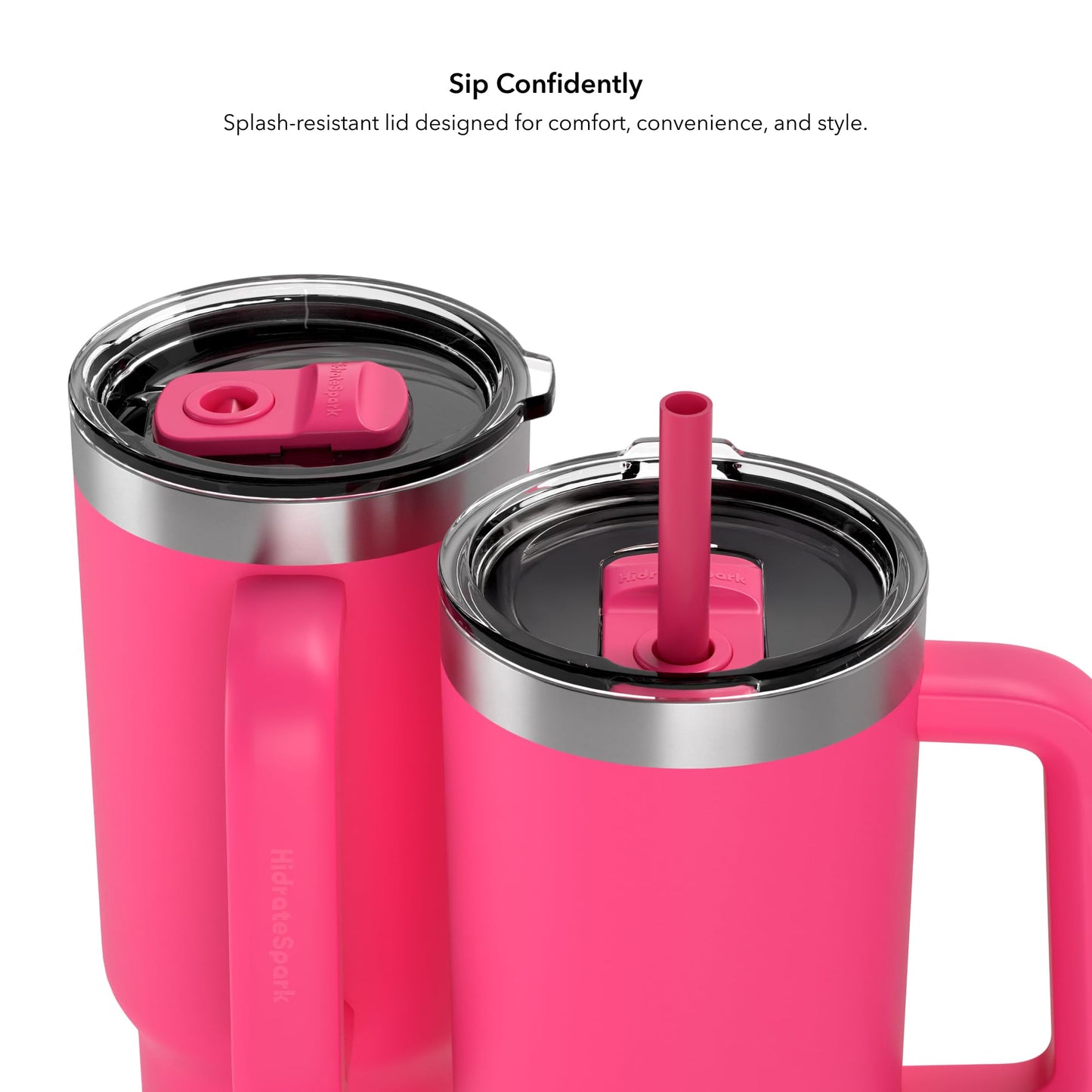 Hidrate Spark PRO 2 Smart Tumbler – 30 oz Insulated Stainless Steel, Tracks Water Intake, Glows & Beeps For Drink Reminder, Bluetooth Sync to App, Straw Lid, BPA-Free, Flamingo (with Apple Find My)
