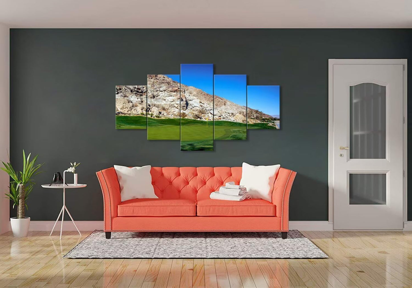 California Golf Course Wall Art for Living Room Bedroom Bathroom Home Decoraitons Golf Course in Palm Pictures Posters Framed Artwork Canvas Prints Ready to Hang(60''W x 32''H)