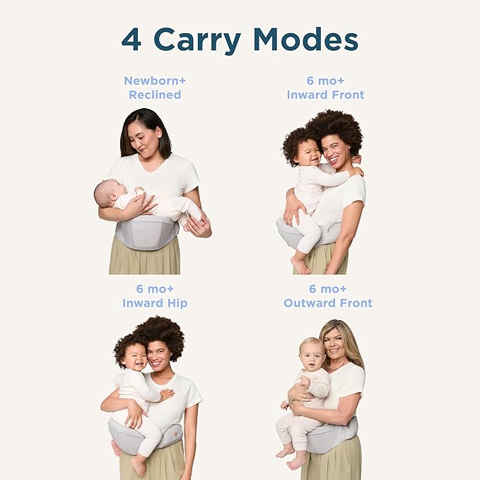 Ergobaby Ergonomic Baby Carrier Hip Seat with Storage, Comfortable Wide Waistbelt and Lumbar Support (17-45 lb) from The Brand Leader in Carriers, Lift Hip Seat, Natural Beige