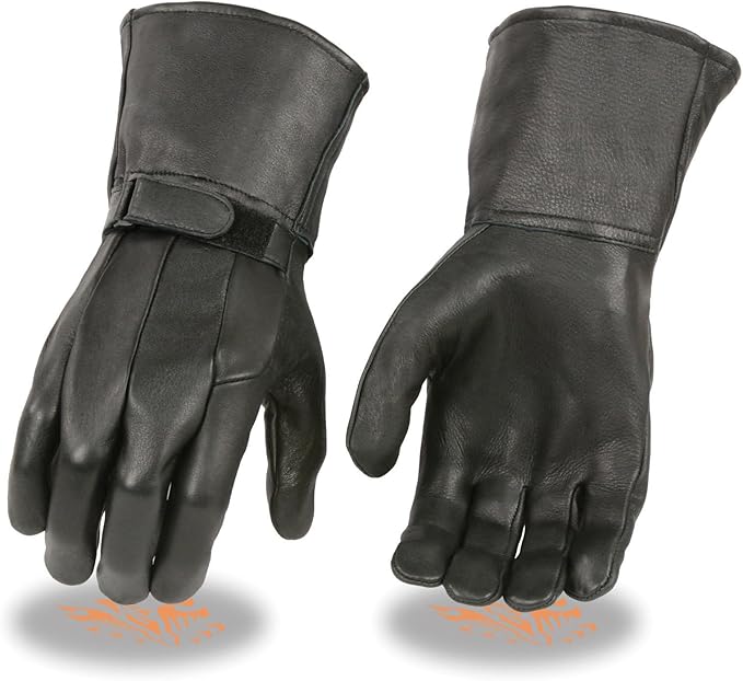 Motorcycle Men's Deer Skin police style unlined driving Ultra long leather glove ( 3XL Regular)