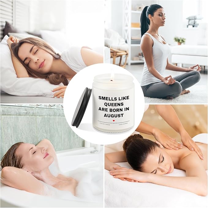 August Birthday Gifts for Women, Queens are Born in August Candle, 30th 40th 50th 60th Happy Bday Gift Idea for Girl Female Sister Mom Aunt Friend from Daughter Son Child Husband,7 OZ